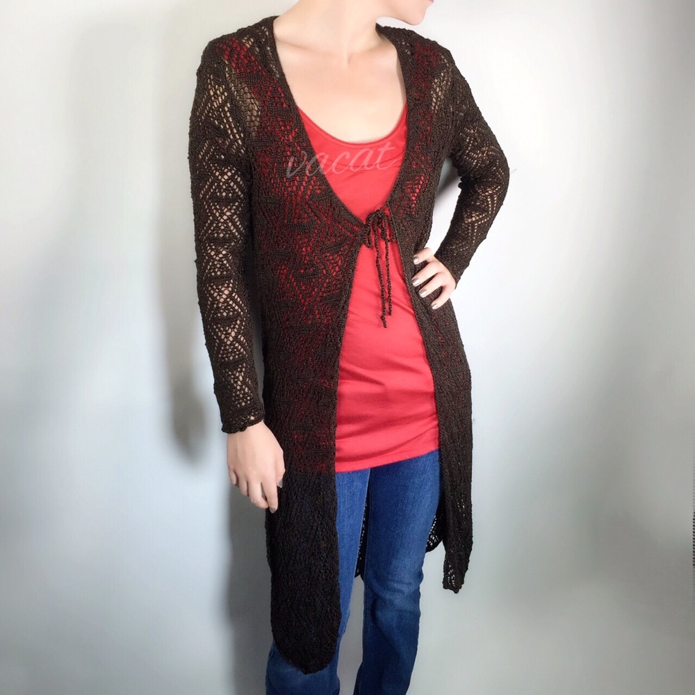 Chico’s Brown Lacy Open Cardigan - Picture 2 of 5